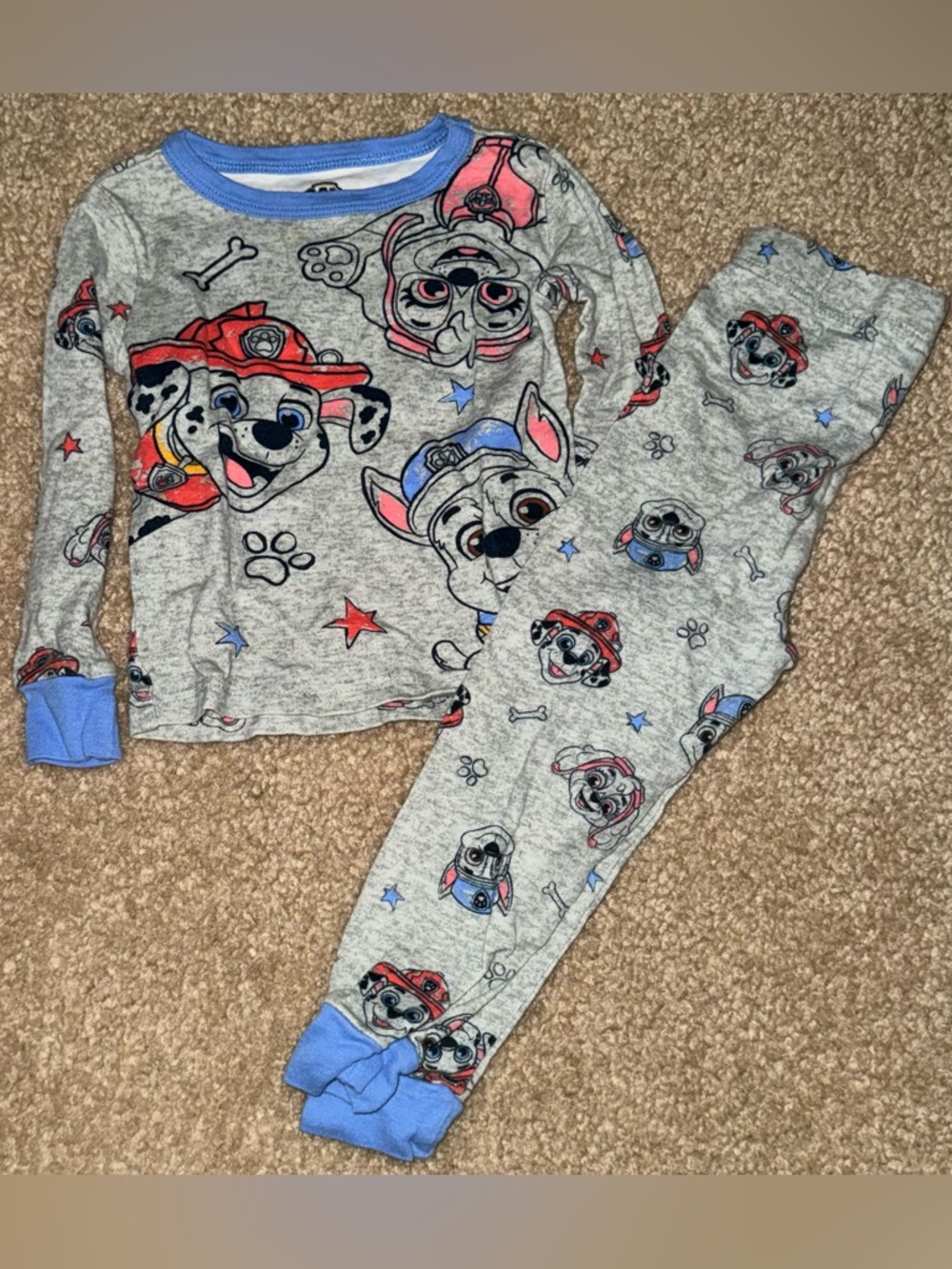 Paw Patrol Grey Pullover Pajama Set with Blue Cuffs
